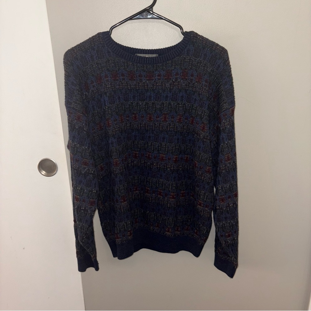 Vintage Style Tribal Pattern Crewneck Knit Sweater